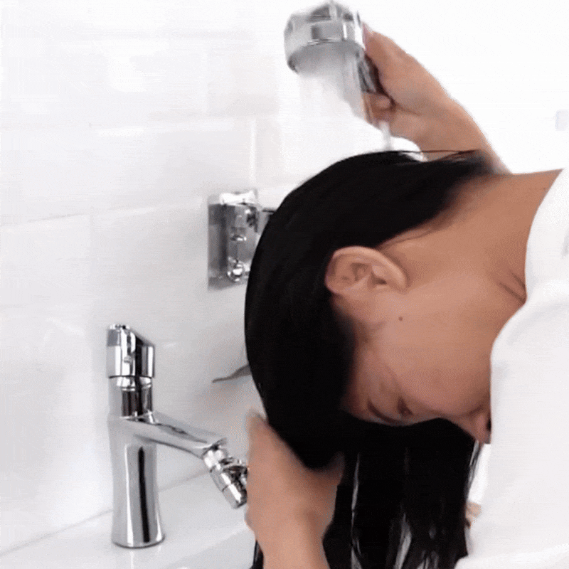 Douchette à main 2 en 1 – Double sortie d’eau + tuyau extensible / حنفية 2 في 1 مع رشاش يدوي وخرطوم قابل للتمدد – عملي وموفر للمساحة