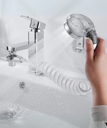 Douchette à main 2 en 1 – Double sortie d’eau + tuyau extensible / حنفية 2 في 1 مع رشاش يدوي وخرطوم قابل للتمدد – عملي وموفر للمساحة